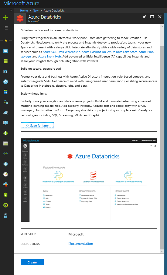 Create Azure Databricks in an Azure environment