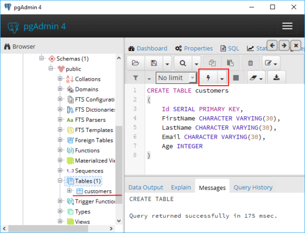 PostgreSQL CREATE TABLE