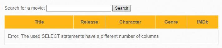 The used SELECT statements have a different number of columns