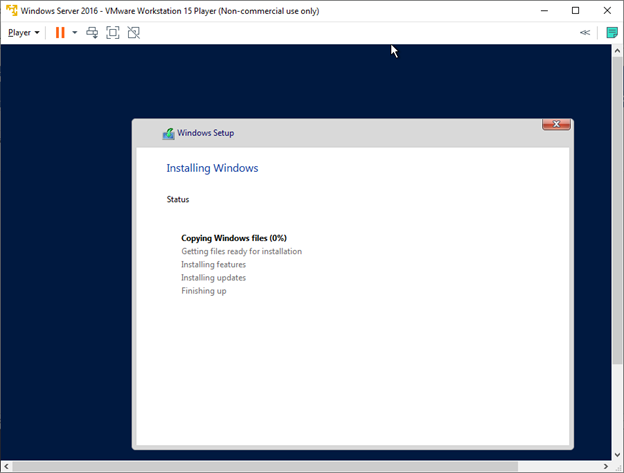 Windows Server 2019 will then be rebooted