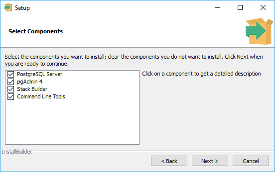 select the components to install