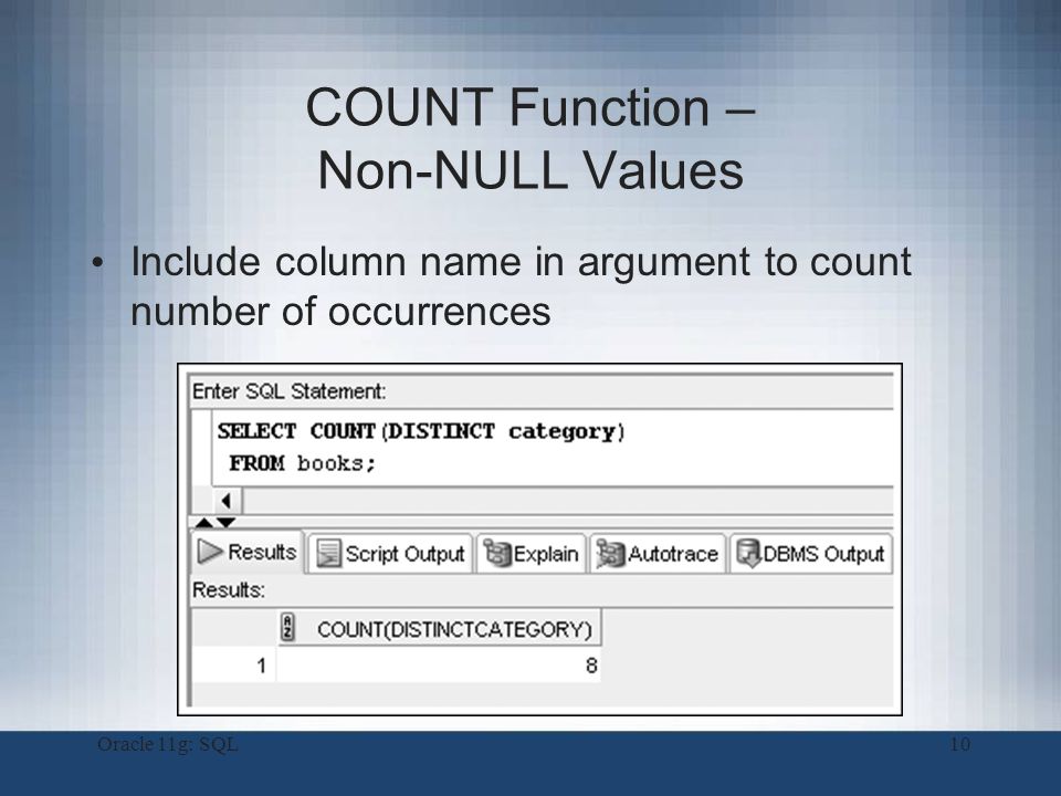 Oracle COUNT Function