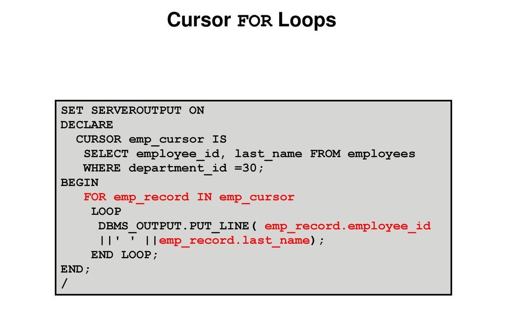 Plsql For Practitioners 3 Explicit Cursor For Loop Statement Www 