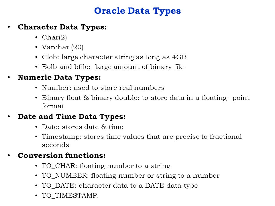 Oracle Data Types