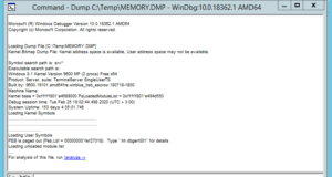 Windows emergency memory dump